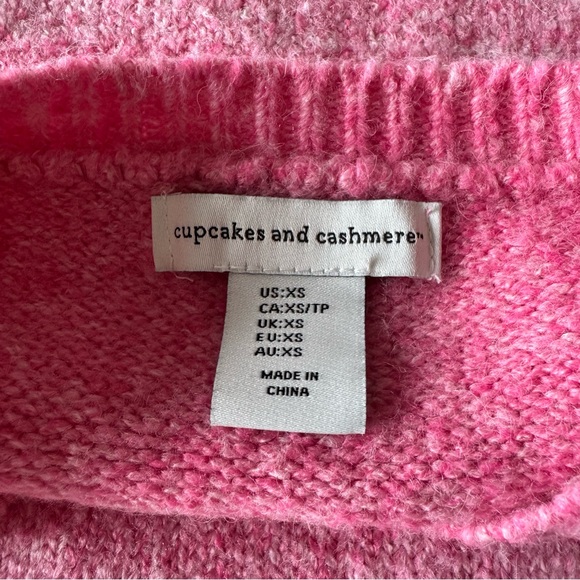 CUPCAKES and CASHMERE | Pink Color Block Knit Pullover Sweater Size XS - Picture 5 of 6